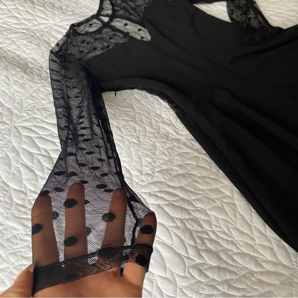 Black Dress w Sheer Polka Dot - Picture 4 of 7